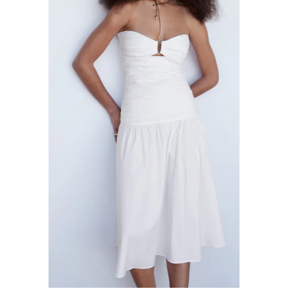 MANGO ~Draped dress with metal detail (NWT)